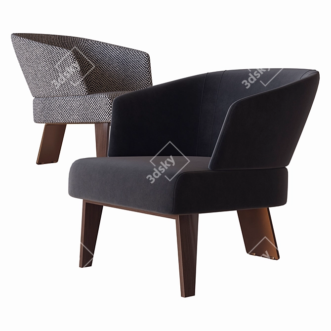 Elegant Minotti Small Armchair 3D model image 2