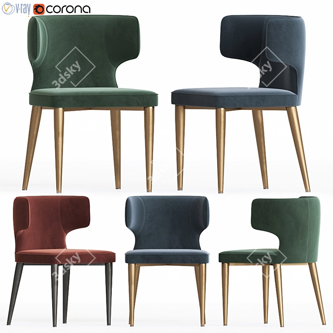 Luxembourg Velvet Chair 3D model image 1