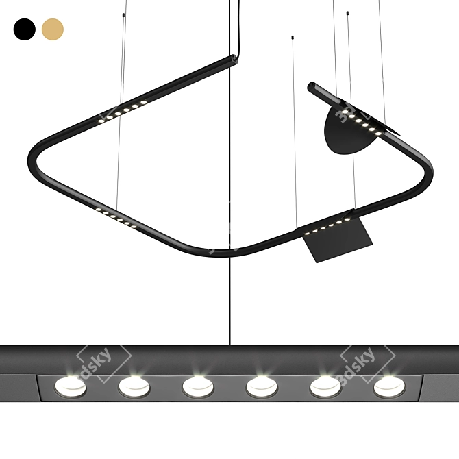 Anodized Pendant Lamp in Black or Gold 3D model image 1