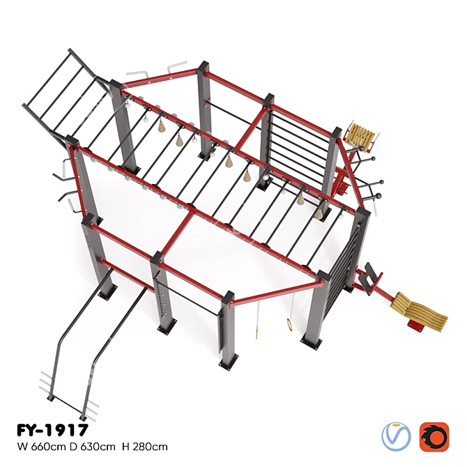 Foreman Multi Frame FY-1917: Versatile Fitness Equipment 3D model image 3