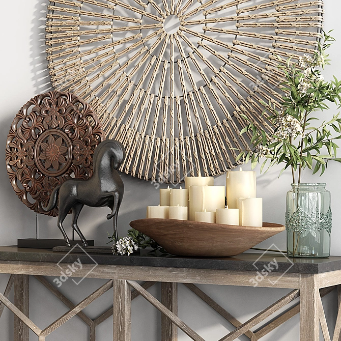 Bluestone Reclaimed Wood Console Table - Rustic Elegance for Your Home 3D model image 8