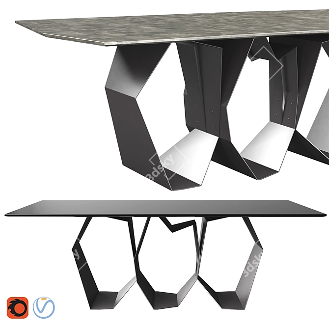 Sculptural Quasimodo Table: Contemporary Versatility 3D model image 2