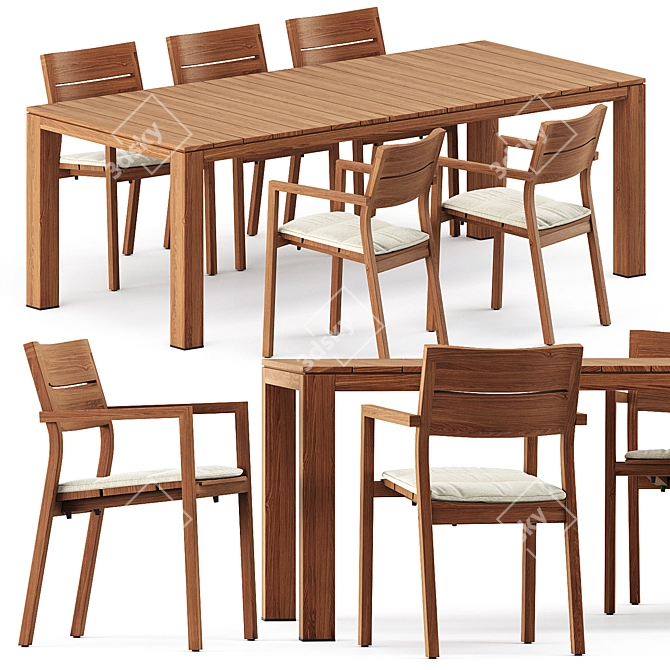 Tribu KOS: Stylish Armchair and Teak Table 3D model image 1