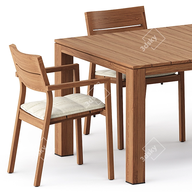 Tribu KOS: Stylish Armchair and Teak Table 3D model image 2