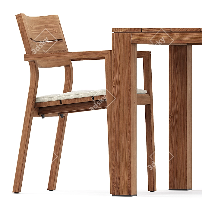 Tribu KOS: Stylish Armchair and Teak Table 3D model image 3