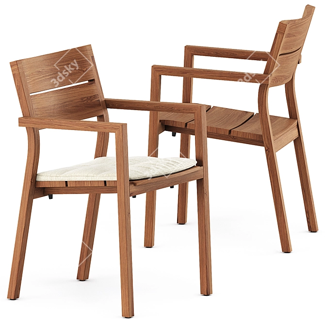 Tribu KOS: Stylish Armchair and Teak Table 3D model image 4