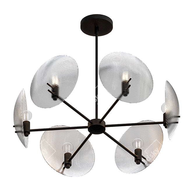 Elegant Glass Disc Chandelier 3D model image 2