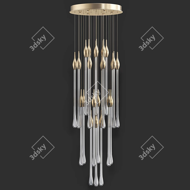 Elegant LED Glass Drops Chandelier 3D model image 1