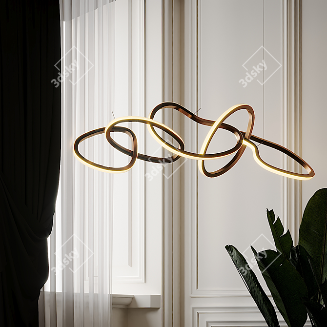 Sleek Unity Linear Pendant 3D model image 4