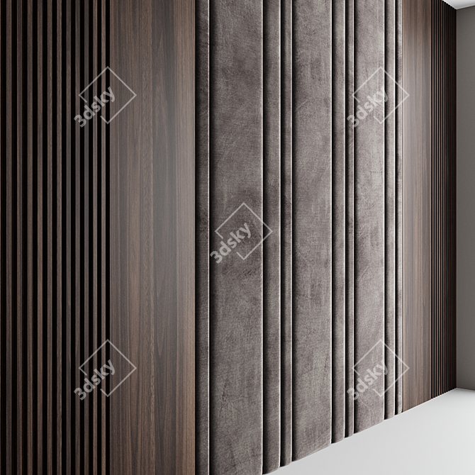 Luxury Velvet-Wrapped Wood Panel Set 3D model image 2