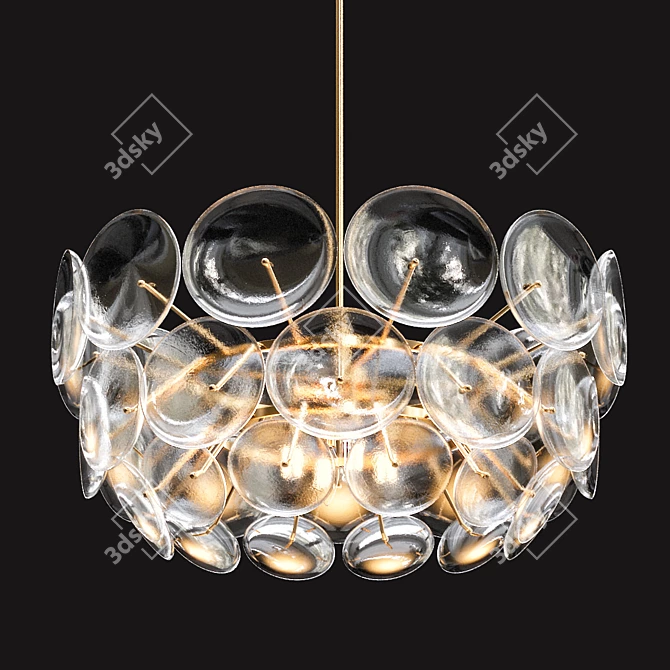 Sleek Glass Disc Chandelier 3D model image 2