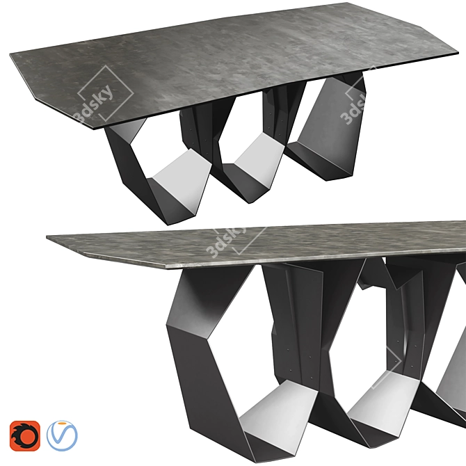 Sculptural Quasimodo Table & Izoard Chair Set 3D model image 3