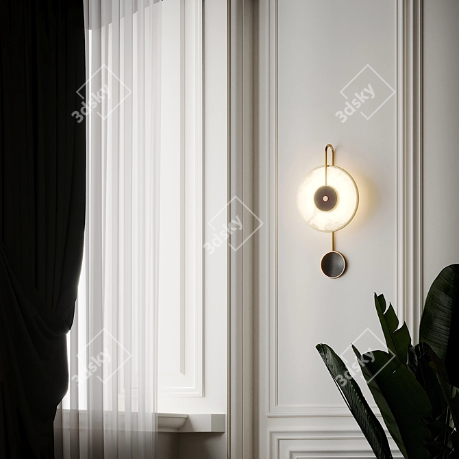 Luxury Marble LED Wall Lamp 3D model image 4