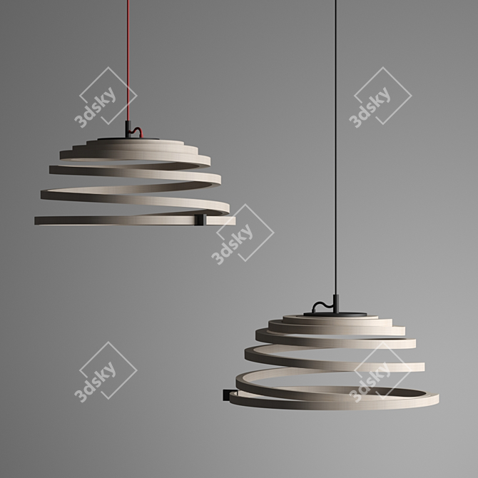 Sleek Birch Pendant Lamp 3D model image 1