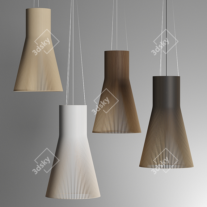 Sleek Birch Pendant Lamp 3D model image 1