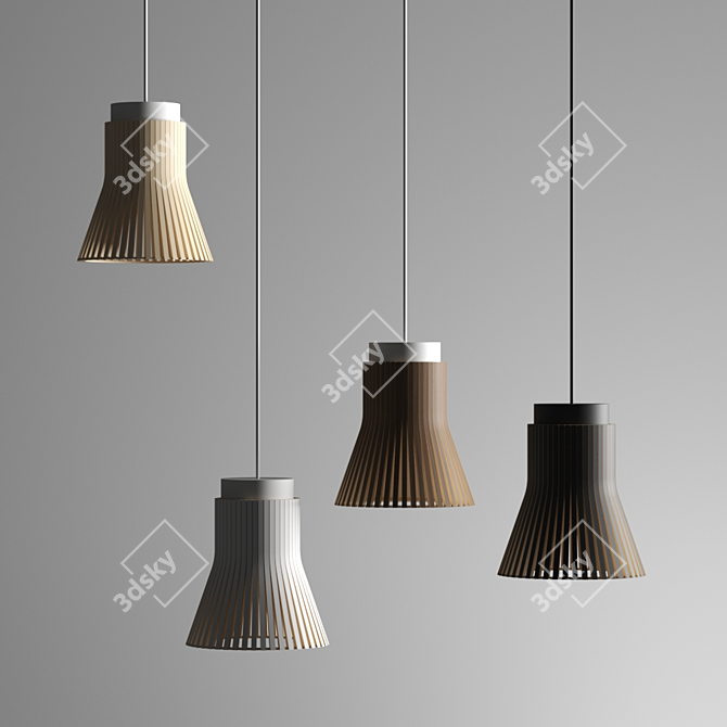 Sleek Birch Pendant Lamp 3D model image 1