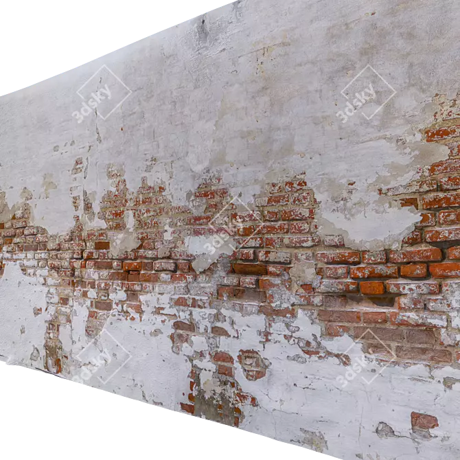 Historic Brick Wall with Stucco - High Resolution 3D model image 3