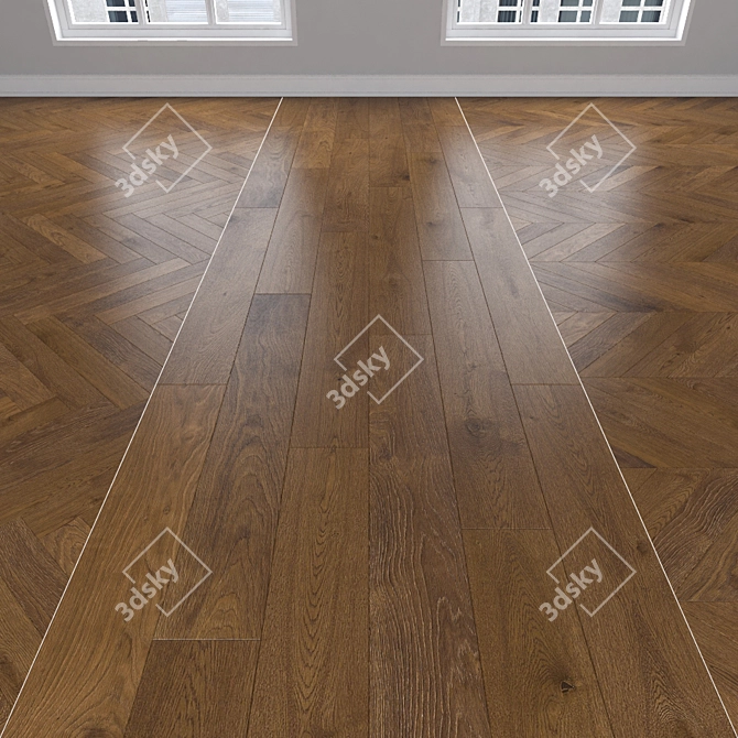  Oak Parquet: Herringbone, Linear, Chevron 3D model image 1