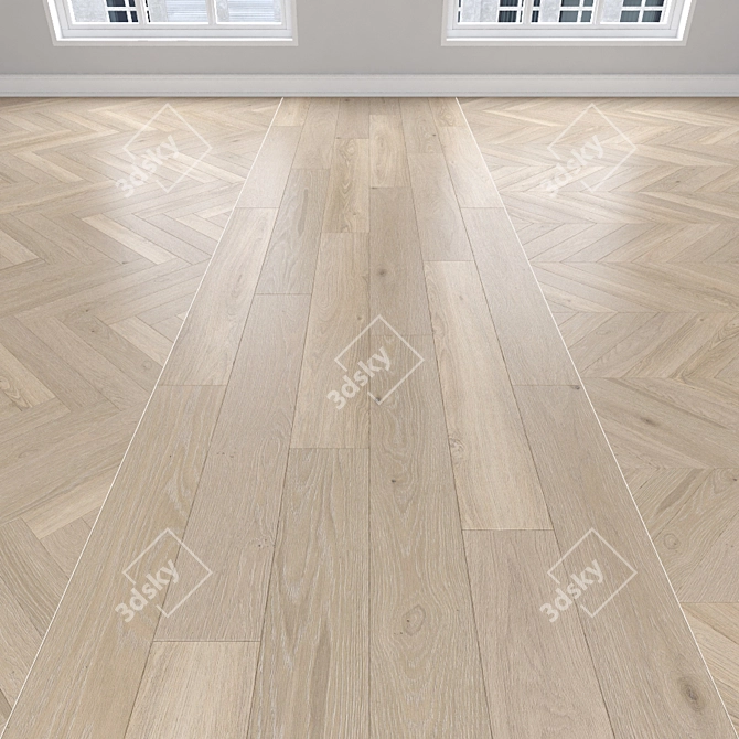 Light Oak Parquet: Herringbone, Linear & Chevron 3D model image 1