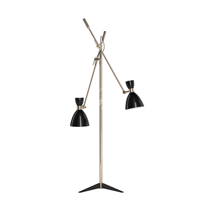 Modern Brass Tripod Floor Lamp 3D model image 2