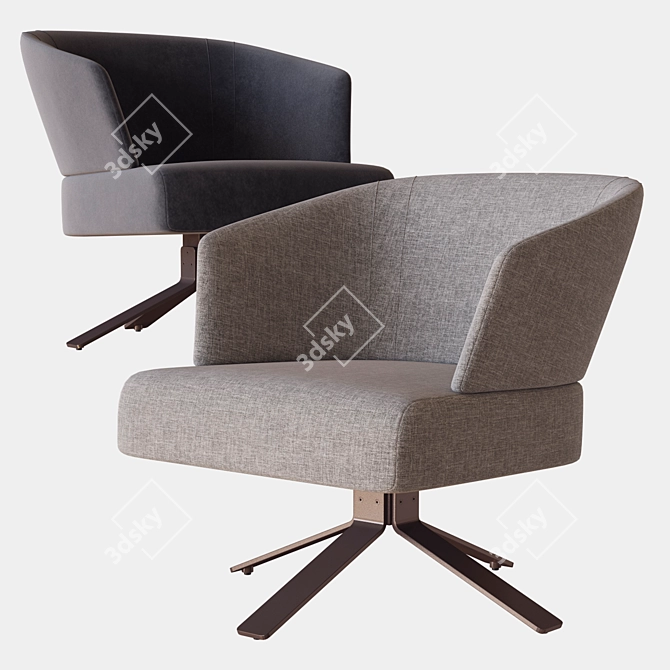 Elegant Swivel Creed Small Armchair 3D model image 1