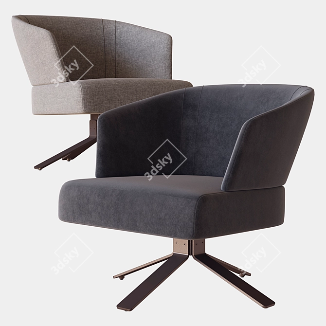 Elegant Swivel Creed Small Armchair 3D model image 2