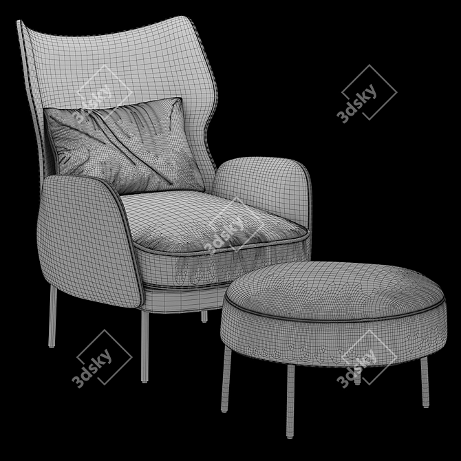 Luxurious Navy Velvet Accent Chair 3D model image 5