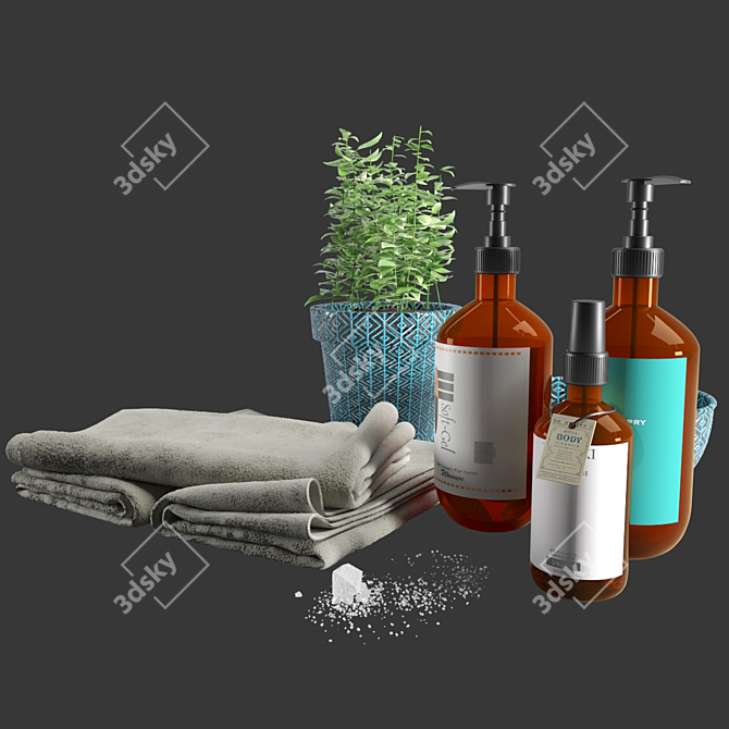 Elegant Bath Decor Set 3D model image 10