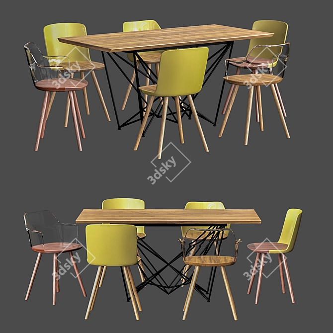 Stylish 4union Dining Set 3D model image 1