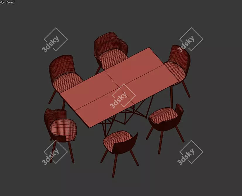 Stylish 4union Dining Set 3D model image 2