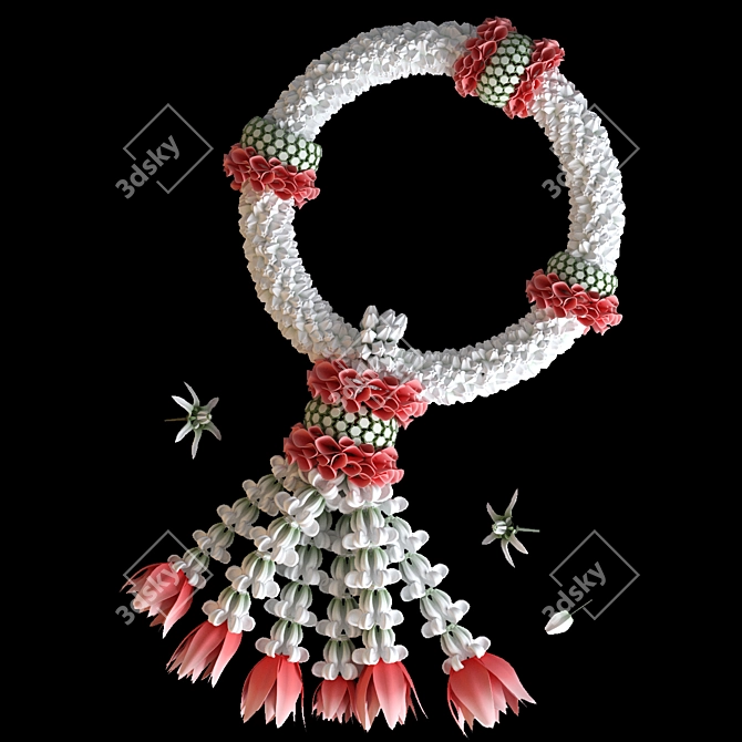 Thai Style Flower Garland: Exquisite 3D Decor 3D model image 1