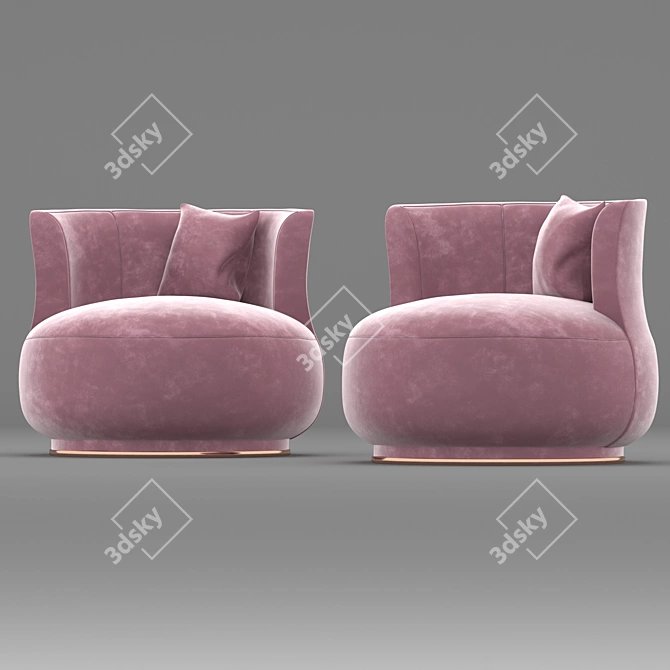 Plush Pink Sofa: Detailed 3D Model 3D model image 1