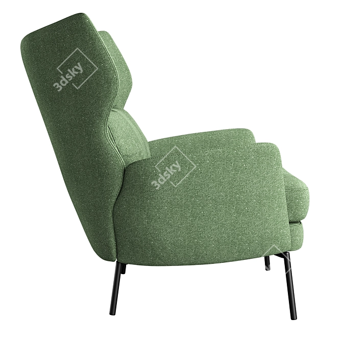 Navy Velvet Armchair: Comfortable and Stylish 3D model image 3