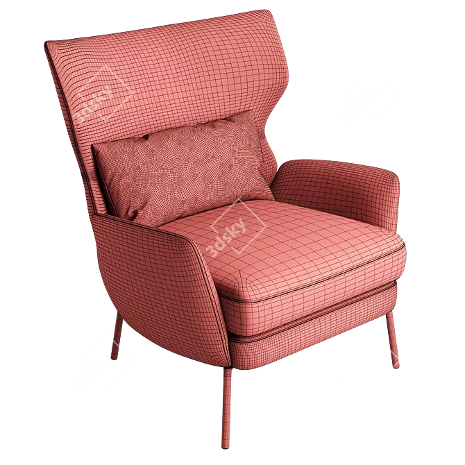 Navy Velvet Armchair: Comfortable and Stylish 3D model image 5