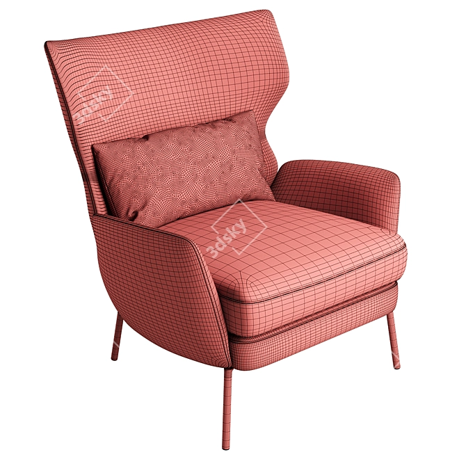 Navy Velvet Armchair: Comfortable and Stylish 3D model image 10