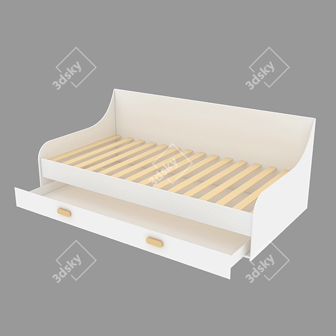 Scandinavian Style Sliding Bench Bed 3D model image 2