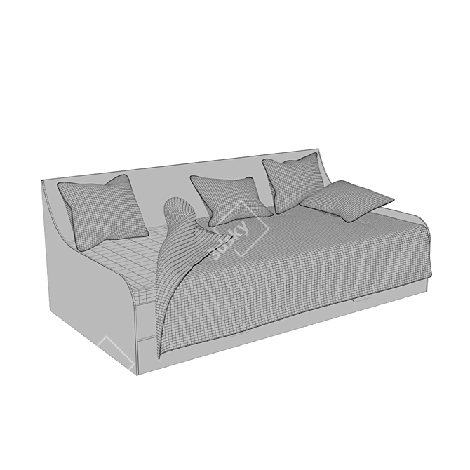 Scandinavian Style Sliding Bench Bed 3D model image 3