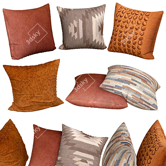 Elegant Plush Sofa Cushions 3D model image 1