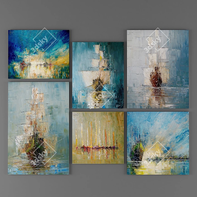 16-Piece Oil Painting Set 3D model image 3