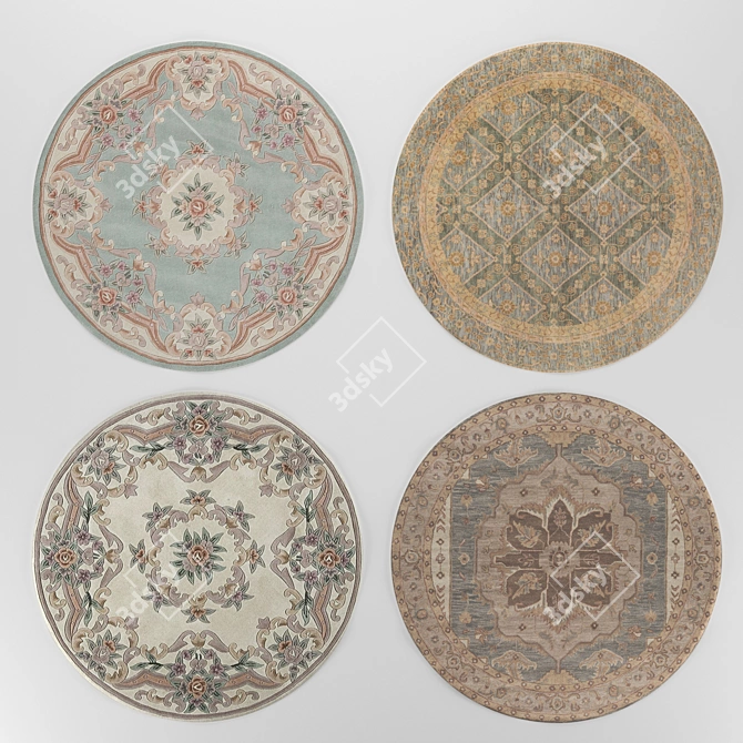 Classic Round Carpets Set 3D model image 1