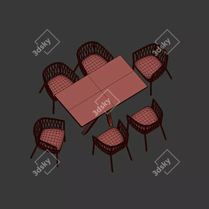 Elegant 4union Dining Set 3D model image 2