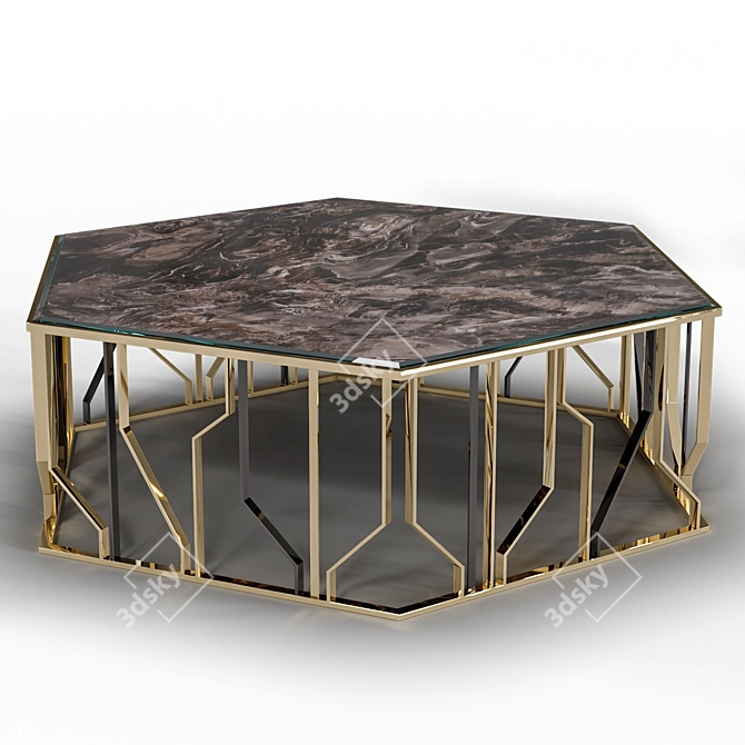 Sleek Art Deco Coffee Table 3D model image 2