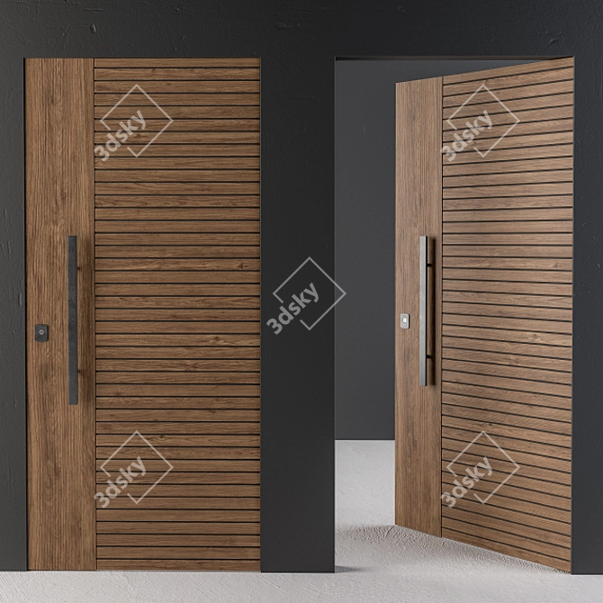 Sleek Wood Frameless Door 3D model image 1