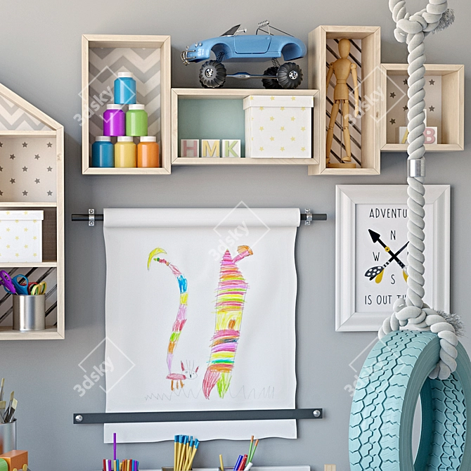 Kids Room Decor Set 3D model image 3