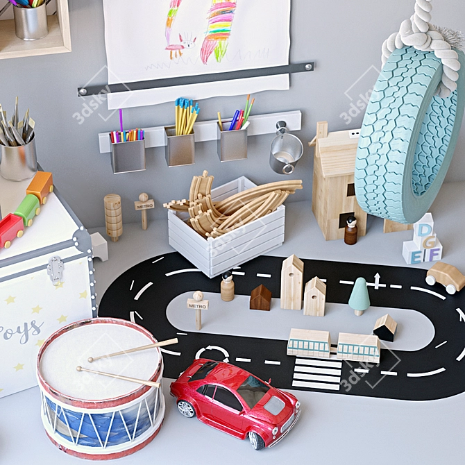 Kids Room Decor Set 3D model image 4