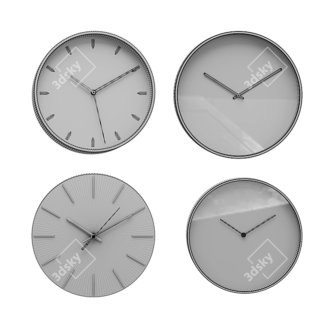 Sleek Wall Clock Set with Incredible Detail 3D model image 3