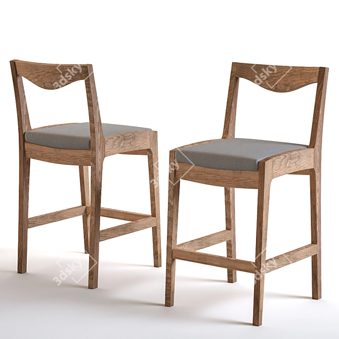 Curve Reclaimed Teak Barchair 3D model image 1