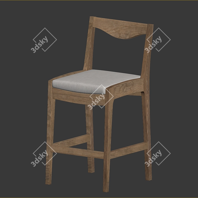 Curve Reclaimed Teak Barchair 3D model image 2