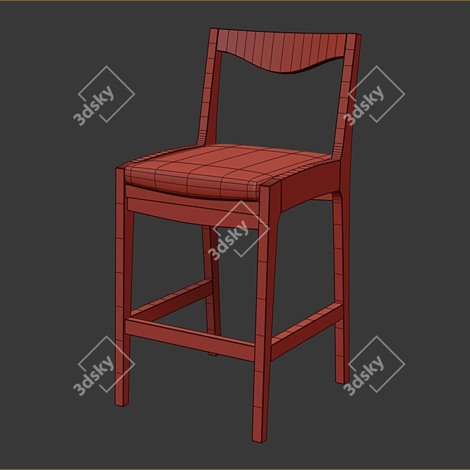 Curve Reclaimed Teak Barchair 3D model image 4