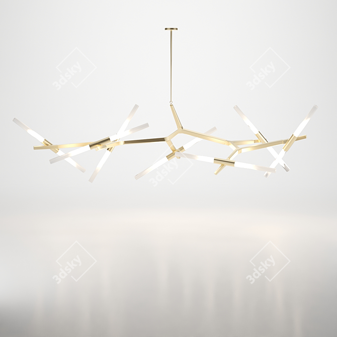 Golden Tear Chandelier: 14-Bulb Elegant Lighting 3D model image 1